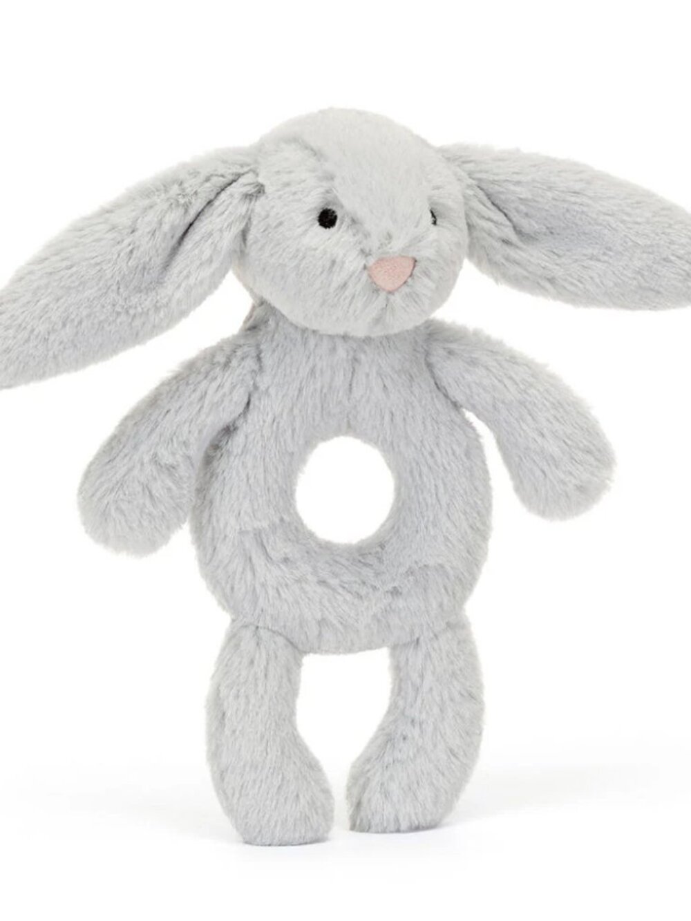Jellycat Bashful Grey Bunny Stuffed Animal Ring Rattle, 7 inches - Bunnies &